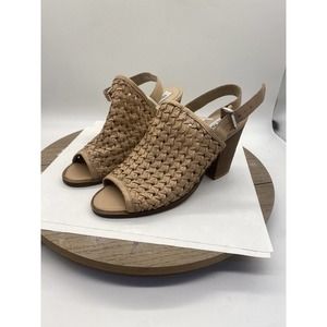 Steve Madden "Korrine" Beige Open Toe Braided Leather Chunky Heels Size 9